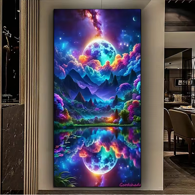 Resin Art Purple - Diamond Painting Fantasy Purple Mountain Moon