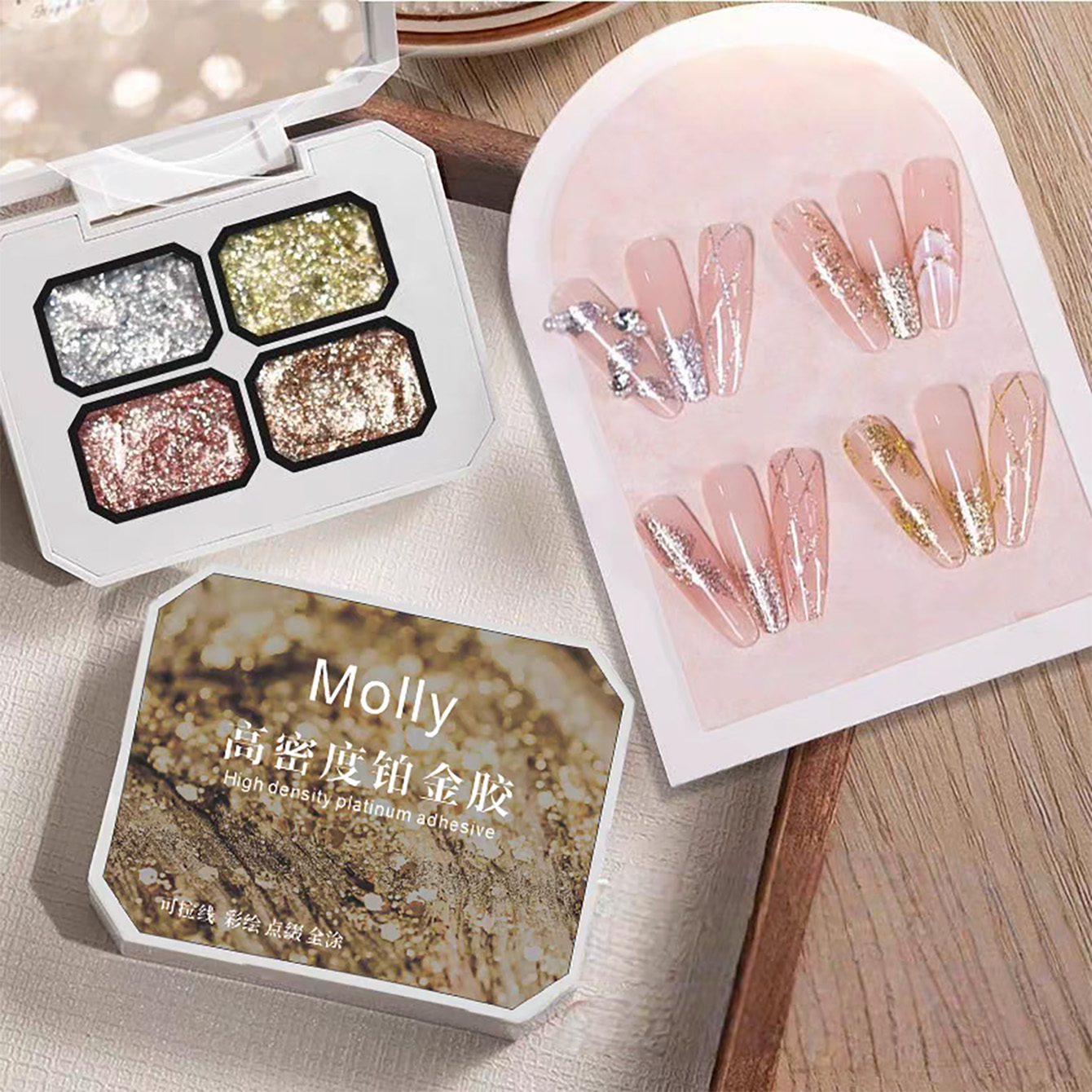Resin Art Of Rose - MIANEL Chunky Foil Platinum Nail Art