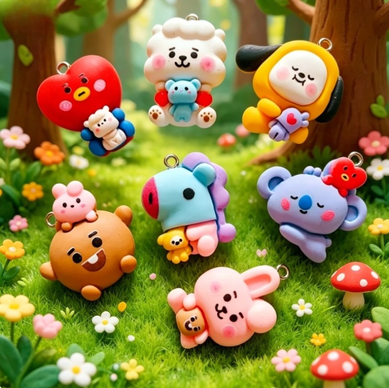 7pcs BT21 Resin Cartoon Charm  - огляд і ціна Resin Art And Craft