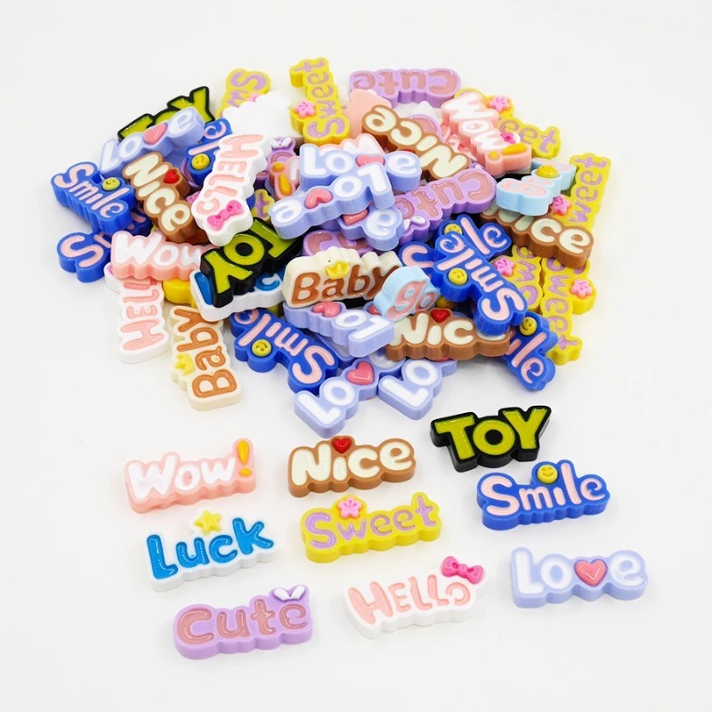 10Pcs Cute Flat Back Wow Luck  - огляд і ціна Resin Art Alphabet