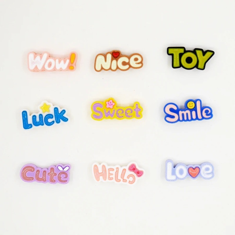 10Pcs Cute Flat Back Wow Luck  - огляд і ціна Resin Art Alphabet