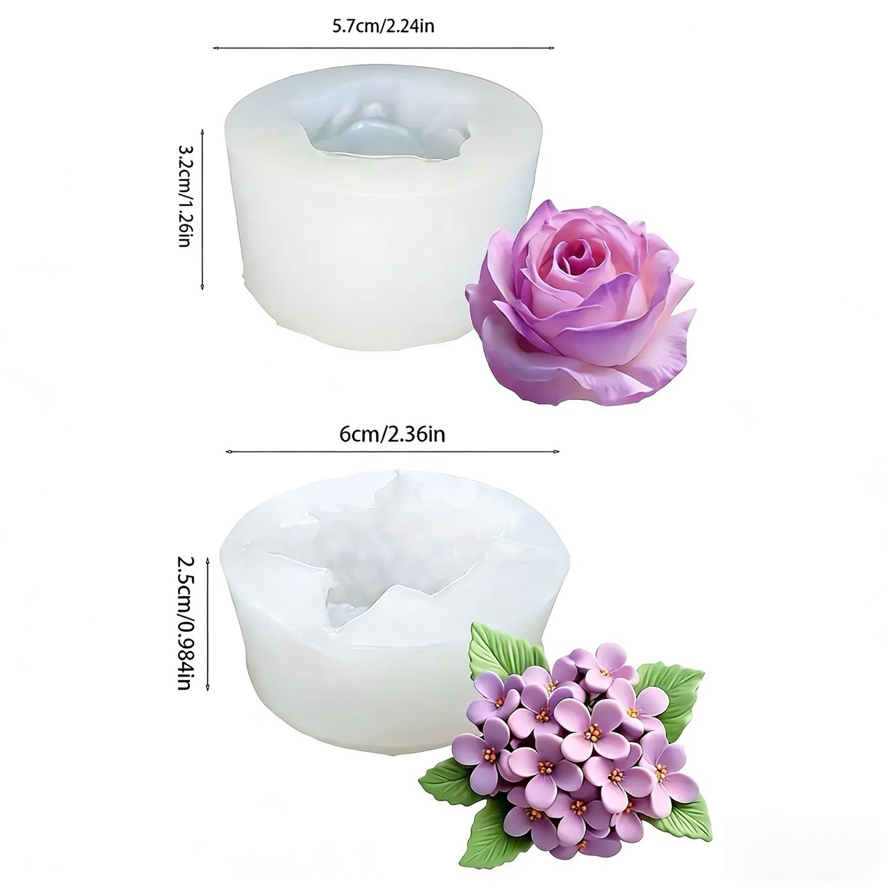 2-Piece 3D Rose and Lilac Sili - огляд і ціна Resin Art Of Rose